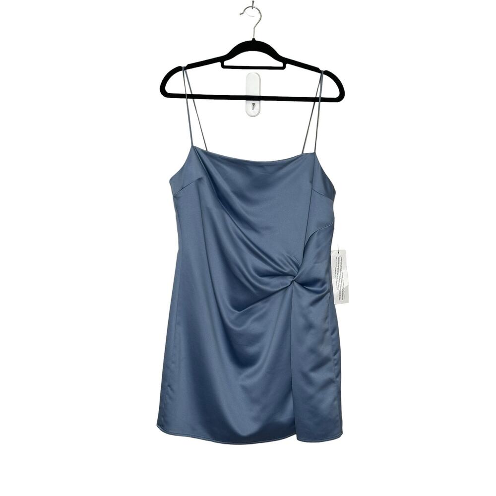 Topshop slate blue mini slip dress with side twist size 10 - Picture 15 of 15